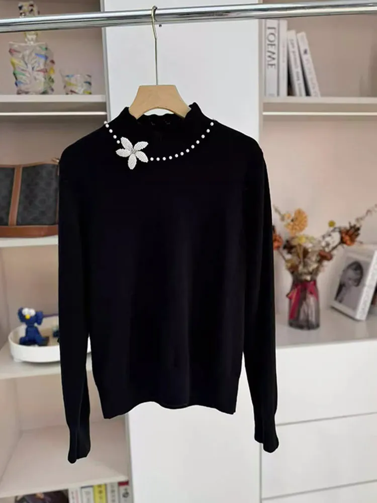 

Модный вязаный свитер, чистый цвет, тяжелый рабочий дизайн, повседневный длинный свек, накладной женский топ, стильный и Ele