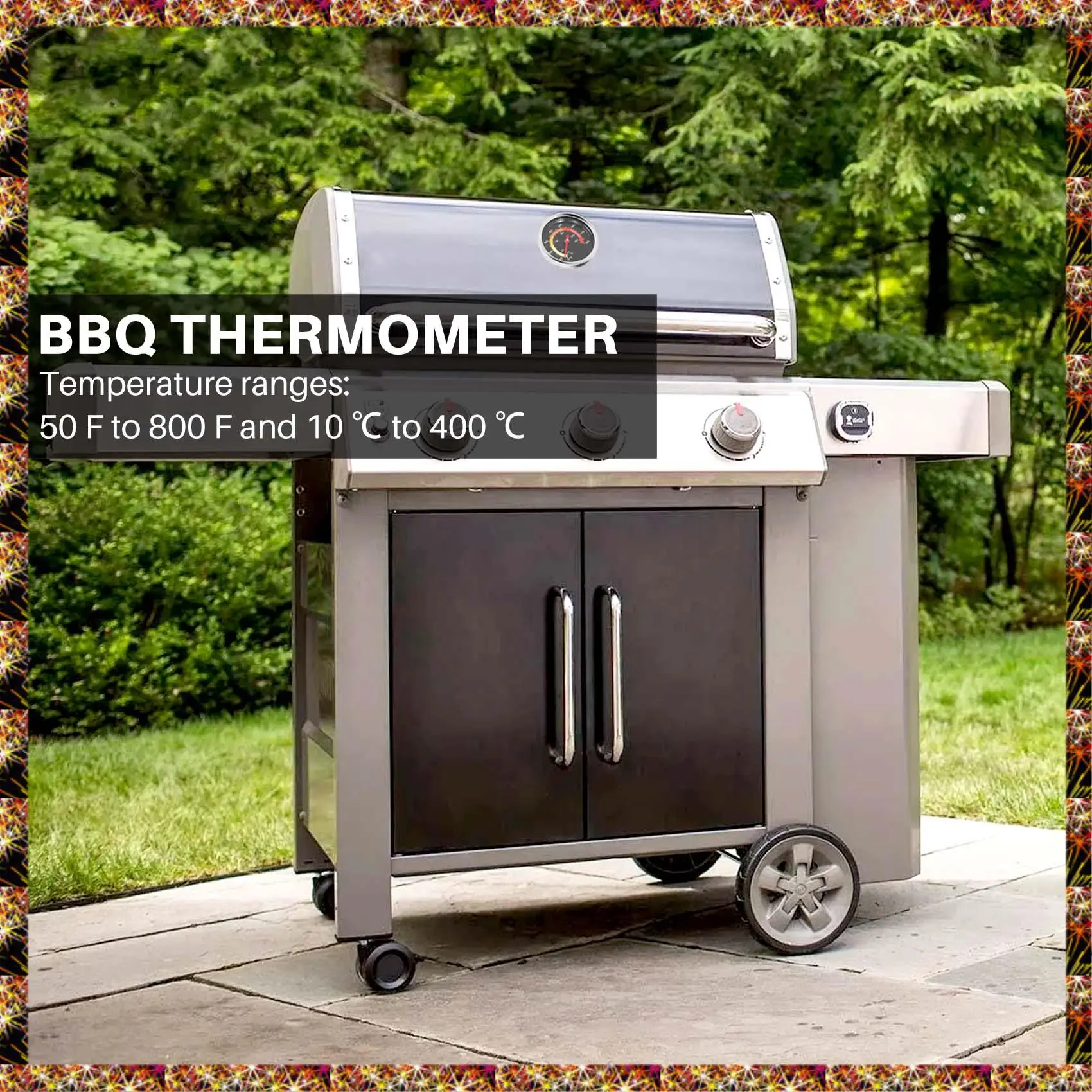 BTCL Indicatore di temperatura per griglia per barbecue, misuratore di temperatura per affumicatore per griglia a carbone per barbecue Termometro per forno per pizza per barbecue