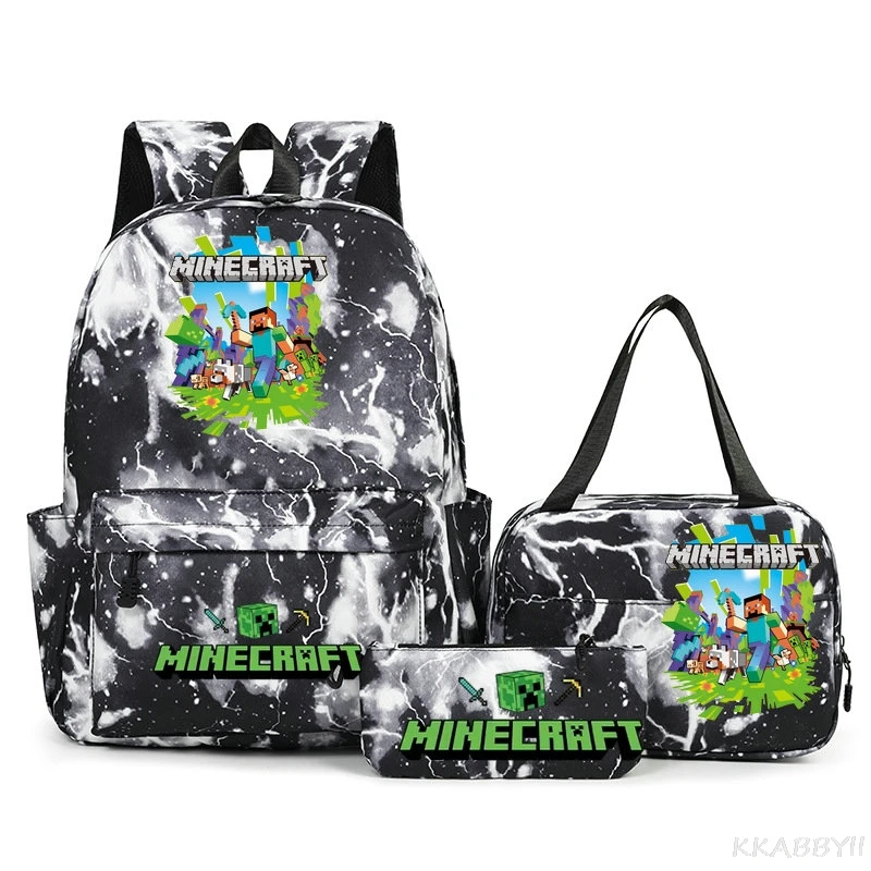 Minecraft Print School Bags Backpack Laptop Teenager Boys Girls Schoolbags 3Pcs/Set Back To School Gift