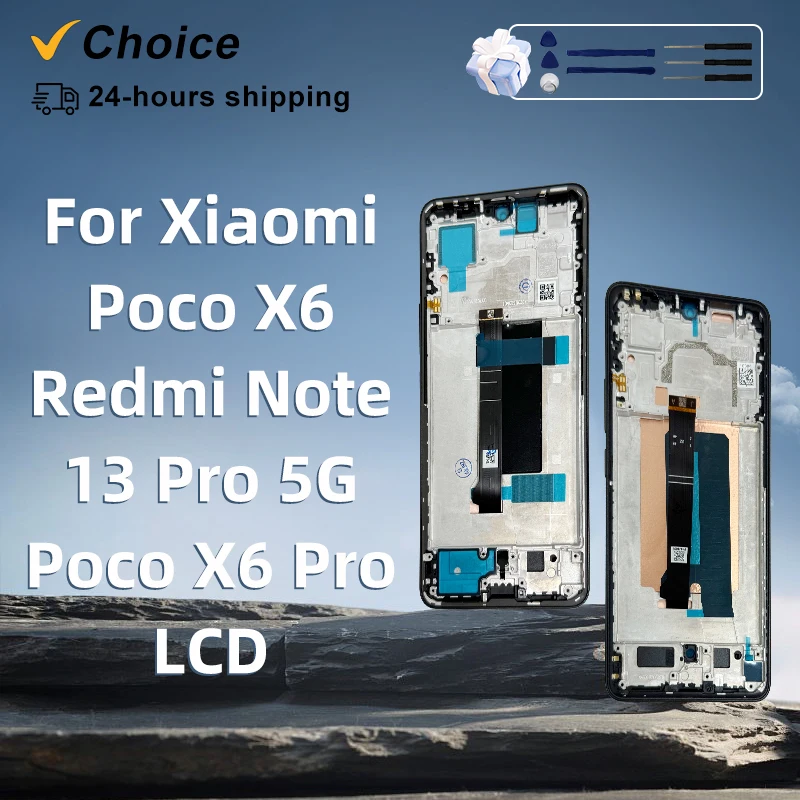 Tela AMOLED de 6,67 polegadas para Xiaomi Poco X6, conjunto de display LCD com tela sensível ao toque e digitalizador para Poco X6 Pro, peças de reposição para display.
