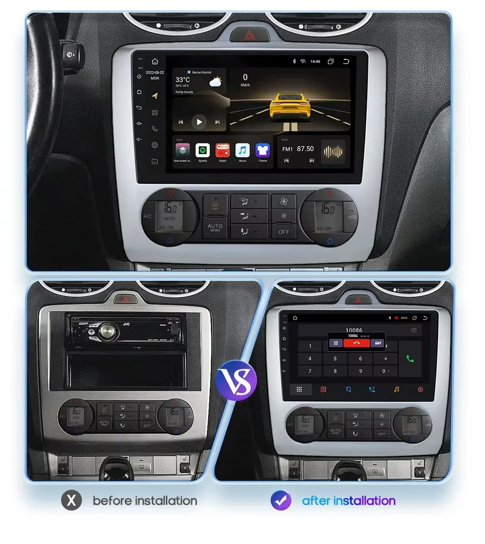 Cortex-A76 Octa-Core Android 16 For Ford Focus Exi AT 2004-2011 Stereo Head Unit Multimedia Player GPS Navigation CPU HDR BT DVD