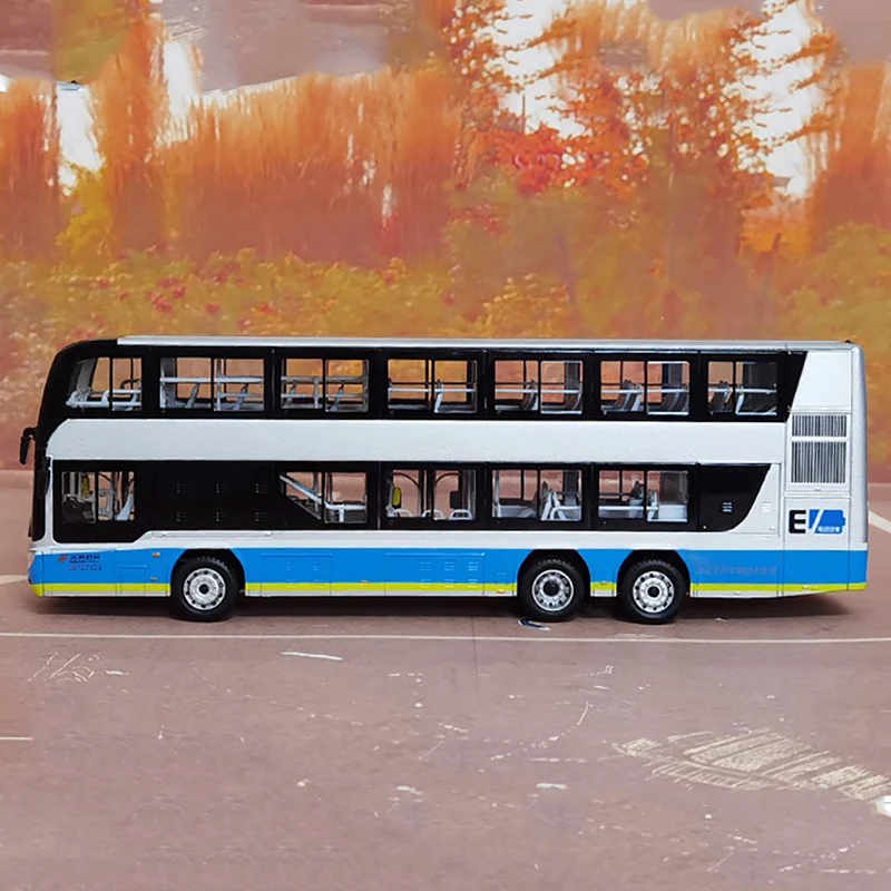 Beijing Bus Model 1/43 Route 48 BAIC New Energy Foton Ouhui Double-decker Bus Nortel Blue Painting