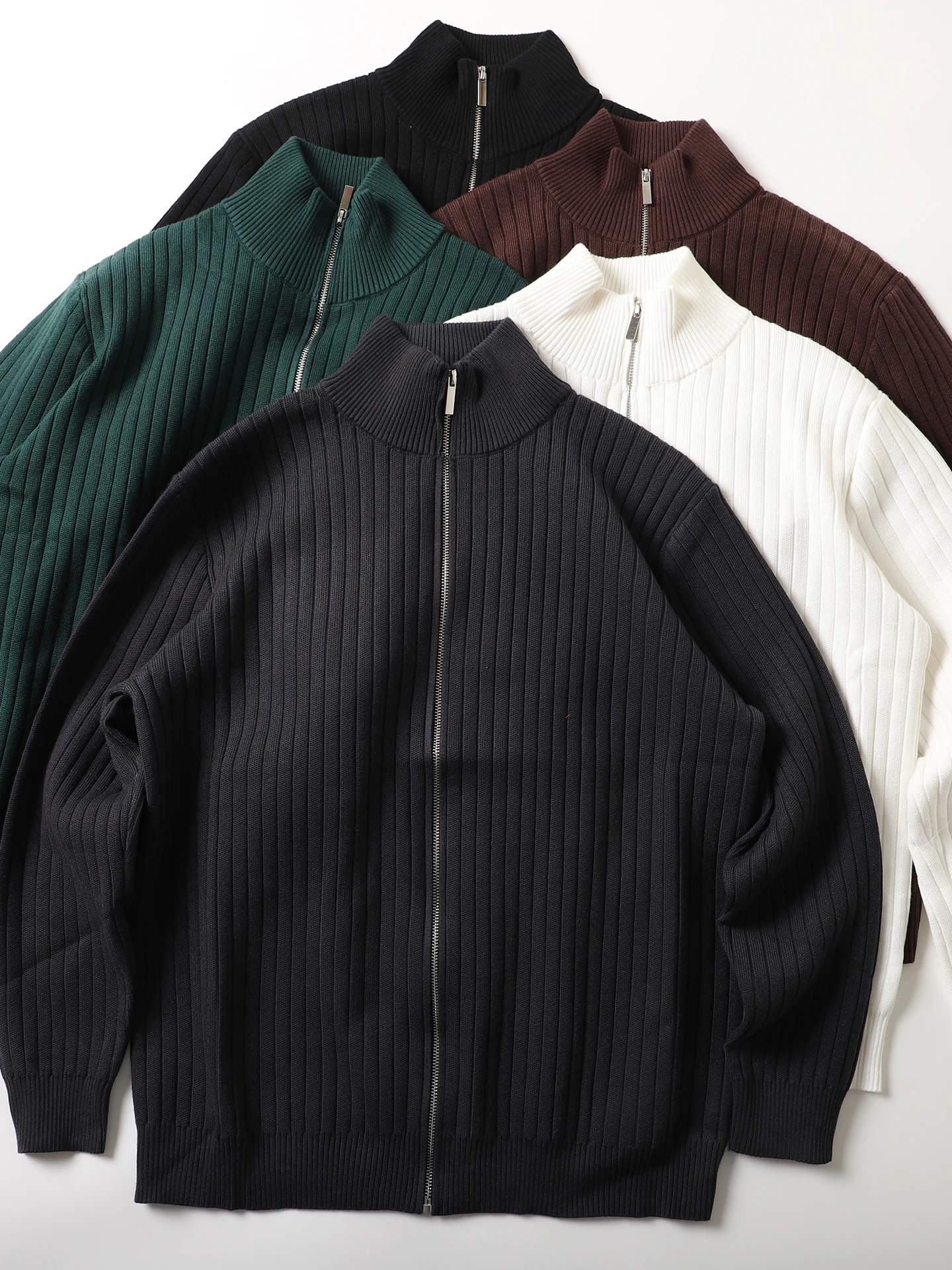 

American Sle Heavyweight Men's Knitted Sweater Coat Zipper Closure Casual Pure Color Base Layer irt Young Men's Faion