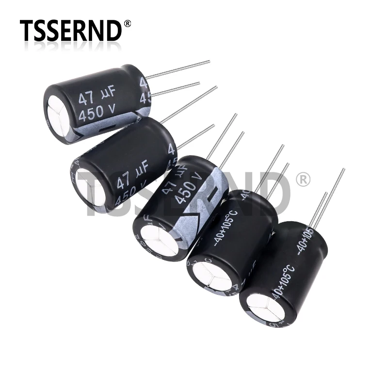 5pcs 450V Aluminum Electrolytic Capacitor 1UF 2.2UF 3.3UF 4.7UF 10UF 22UF 33UF 47UF 68UF 82UF 100UF 150UF 180UF 220UF