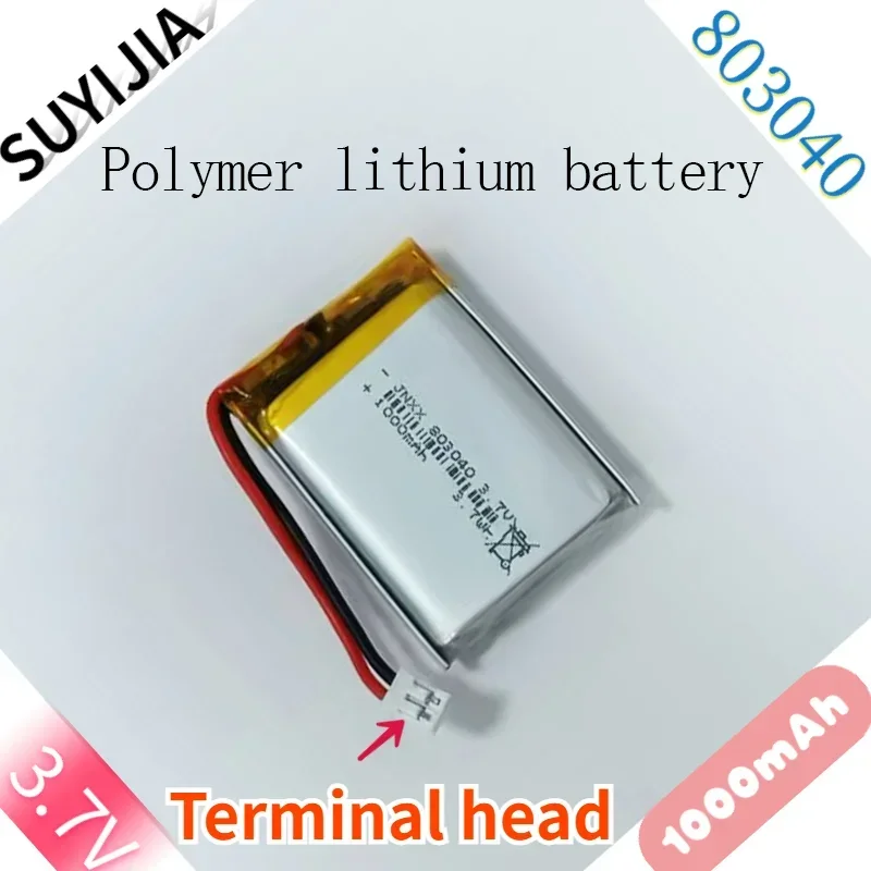 803040 Lithium Polymer Battery 3.7V 1000mAh Suitable for MP3 DVD GPS VR DVR Player Navigation Speaker Electric Lithium Ion Tools