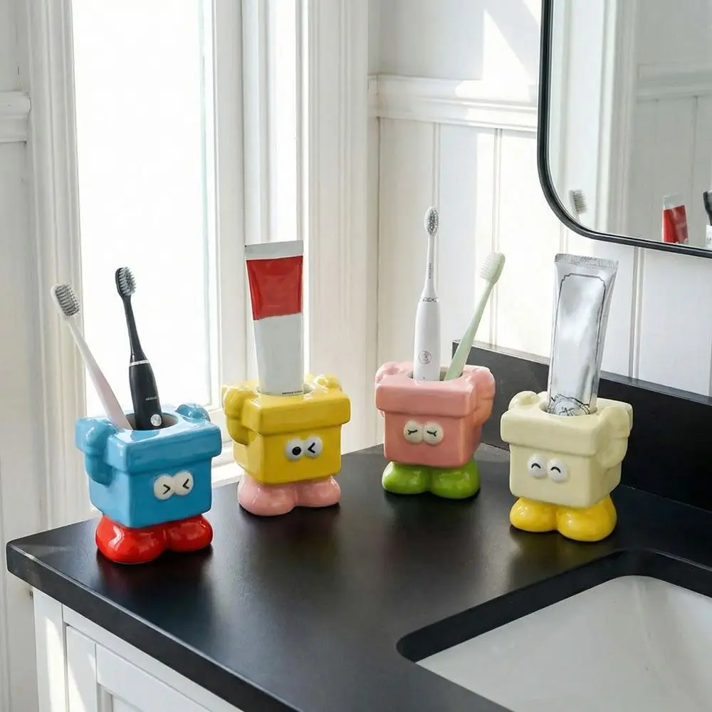 

Ceramic Dopamine Toothbrush Holder Cute Stable Manual Toothbrushes Holder Decorative Free Standing Electric Toothbrush Holder