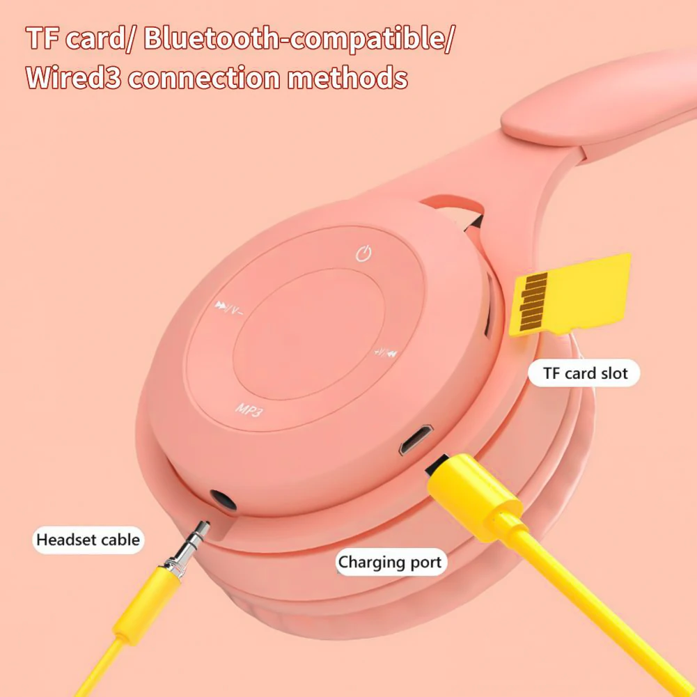 Macaron Wireless Headphones, Bluetooth Headset with Mic, Phone Helmets, Sport Earphone, Over Ear Headphones, Gamer Girl Gift