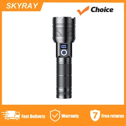 SKYRAY 1000LM High Power Lights Zoom Torch Light With display Rechargeable Lamp Led Powerful Flashlights Outdoor Lights Camping