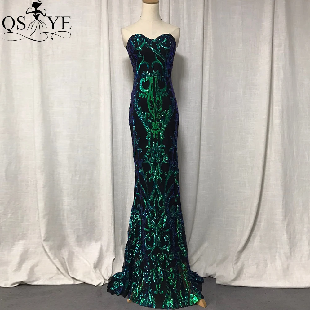 

Floral Lace Green Evening Dresses Sequin Embroidery Mermaid Prom Gown Off Shoulder Party Dress Sweetheart Emerald Formal Dress