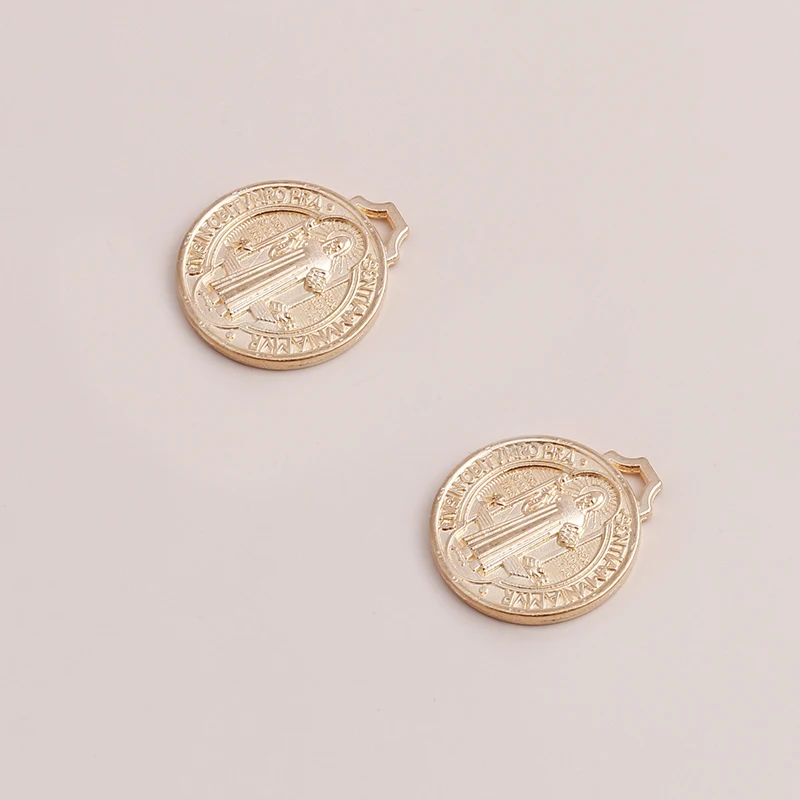 Leslie 10 Stück 22*25mm Charms aus Legierung, Jesus-Kreuz-Münzen-Anhänger für Ohrhänger, Halsketten, Armbänder, DIY-Schmuckherstellungszubehör – Detail 1