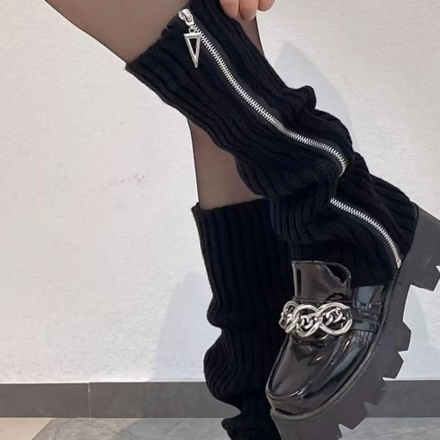 

1 пара женских гетр, осенне-зимние гетры в стиле панк, теплые чехлы на молнии для пикантных девушек, эластичные модные женские носки для отдыха