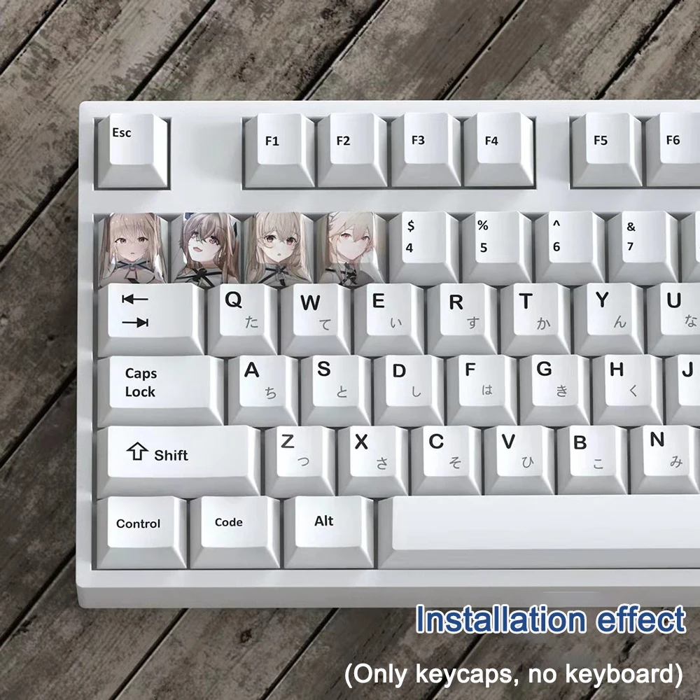 4 PCS Keycaps Azur Lane 5-Side Dye-Sublimated PBT Keys Space Bar Cherry Profile Fit Cherry MX Switches On Mechanical Keyboard