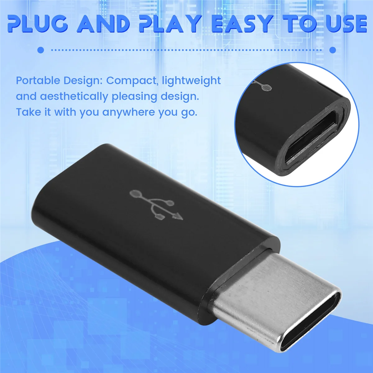 محول WHQT Micro-USB إلى USB C، محول شحن صغير إلى Typec، موصل تحويل محول USB من النوع C مع المقاوم
