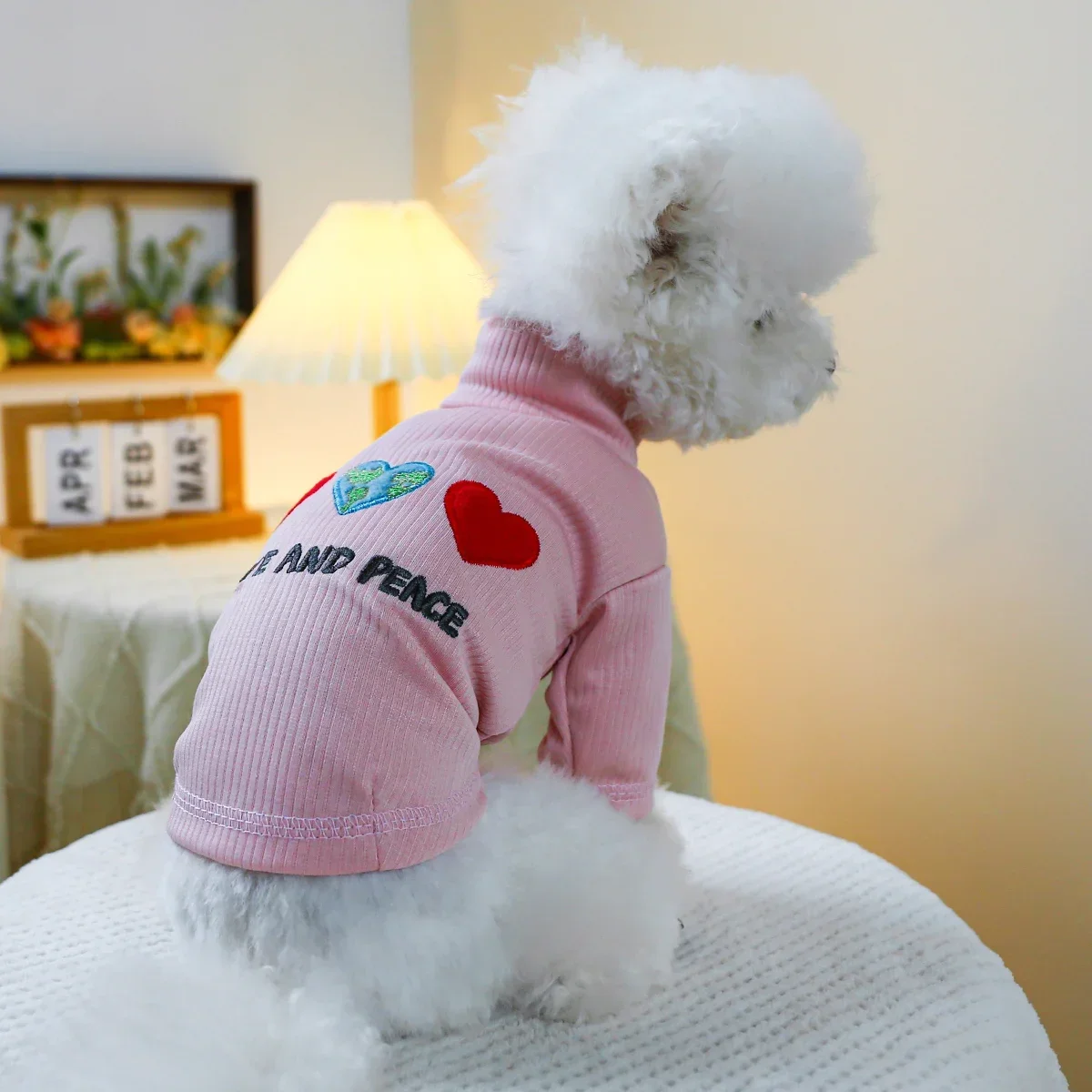 Valentine's Day Love and Peace Bottom Shirt - Pink Dog Clothes Cat Clothes Dog Costume Jumper