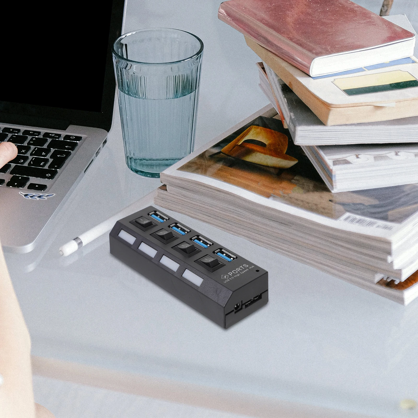 

Концентратор USB3.0, 4 порта, высокоскоростная передача данных, компьютерный адаптер, внешнее стабильное подключение, совместимые с USB-устройствами