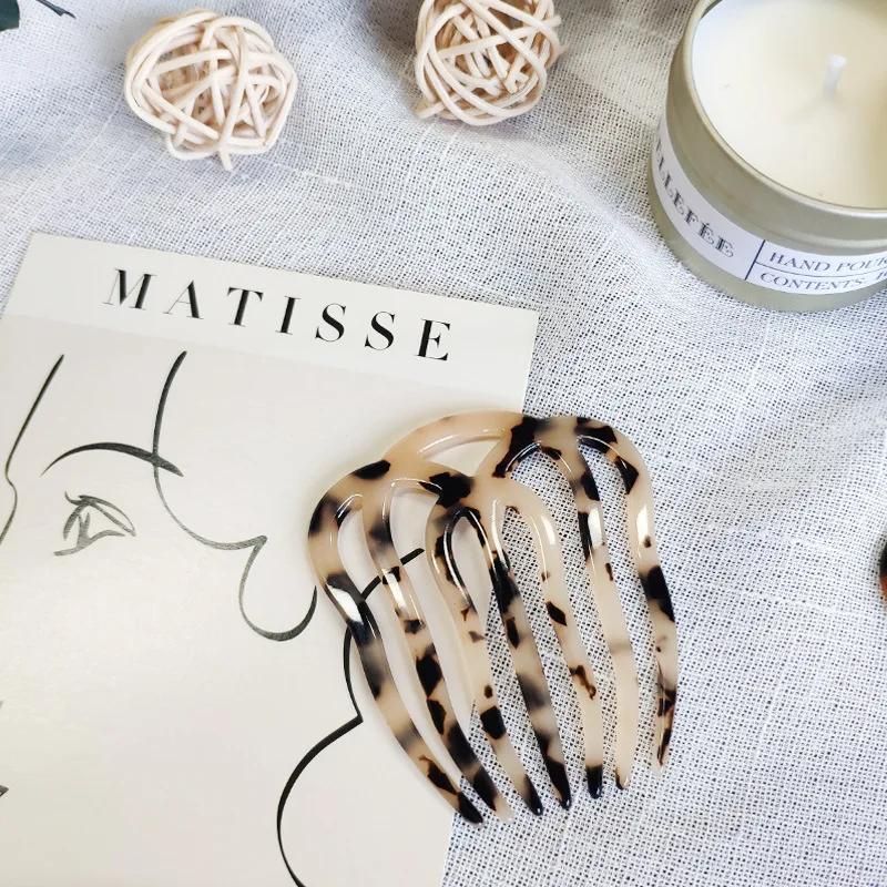 Minimalist French Twist 7 Teeth Hair Comb Hollow Out Acetate Vintage Tortoise Shell Large Anti Static Hairpin for Women