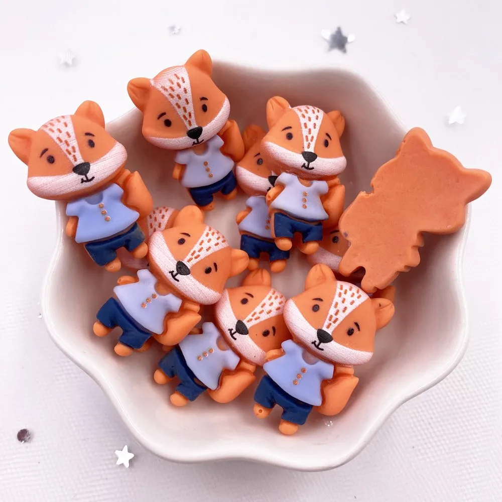 Hand Painted Resin Kawaii Colorful Rabbit Elephant Fox Bear Dinosaur Flatback Stone Figurine 12PCS Scrapbook DIY Decor Crafts