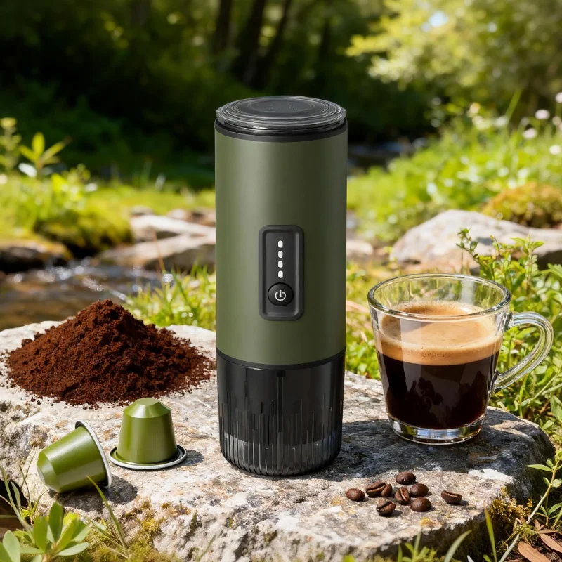 Self Heating Portable Espresso Machine 20 Bar Rechargeable USB C Car Coffee Maker BPA Free Coffee Grounds Travel Camping