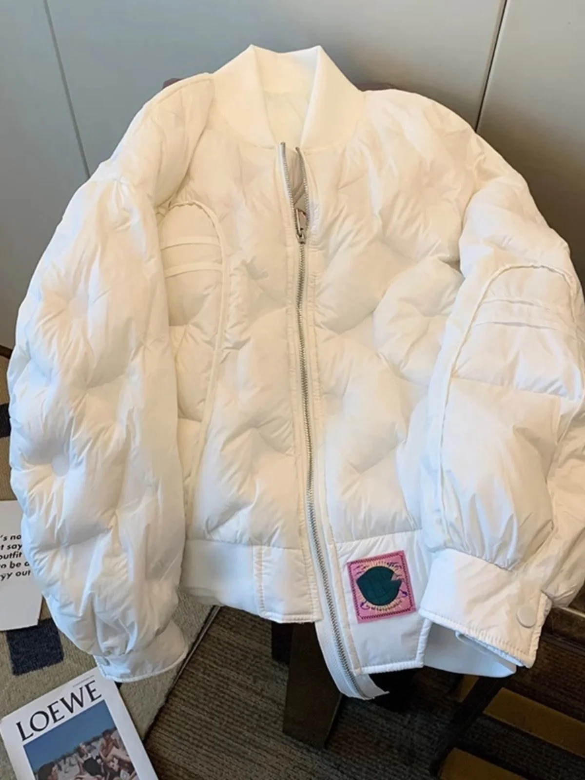 

Retro Korean Sle Pure Color Stand Collar Lightweight Warmth down Cotton Jaet Women's Autumn Winter College Sle Premium ...