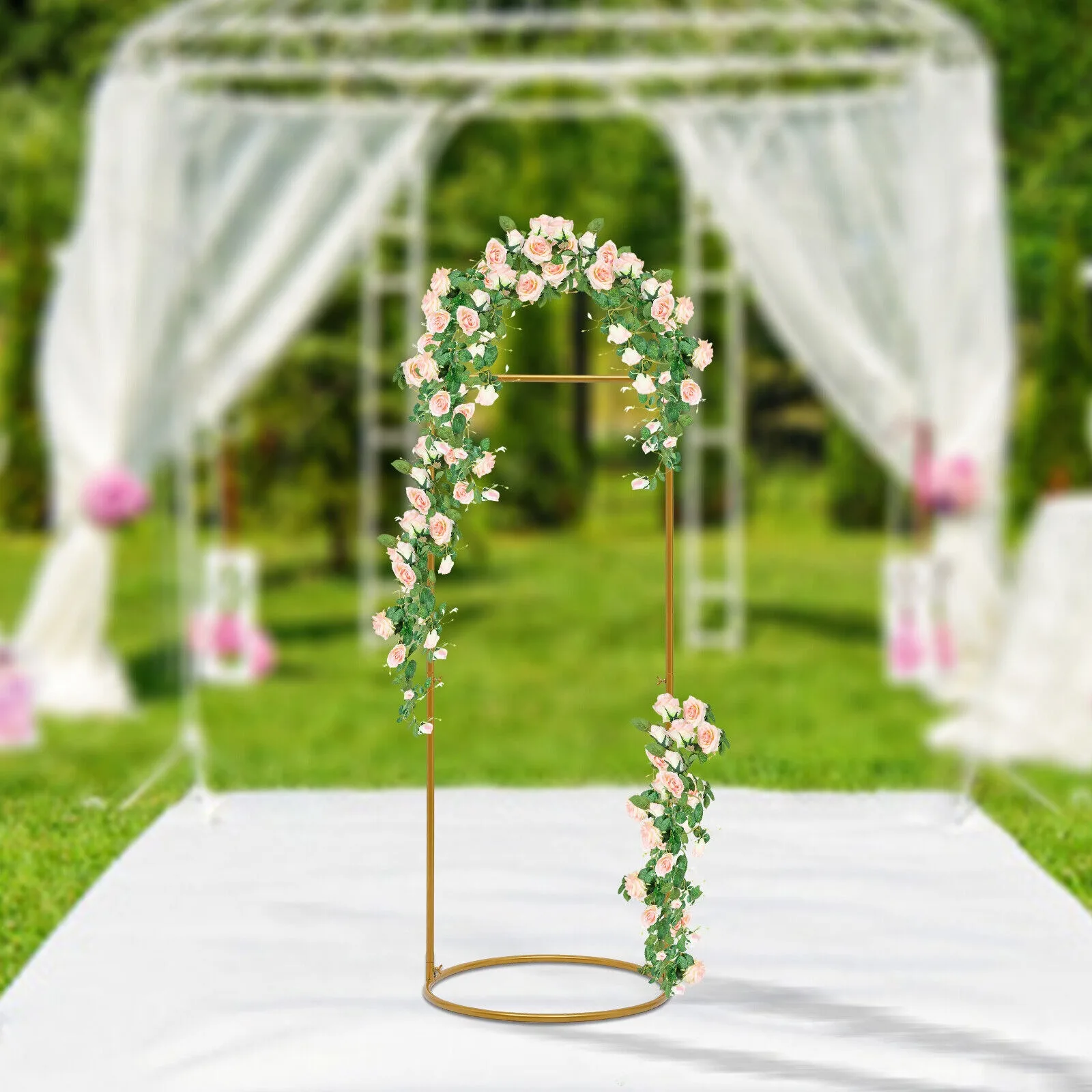 US Modern Party Wedding Flower Balloon Arch Frame Metal Backdrop Stand Quality Gold