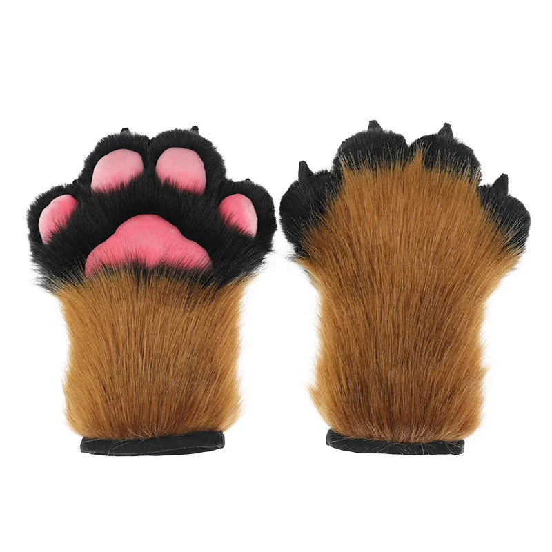 Gants de griffe de chat en fourrure faits à la main, griffe d'ours en peluche, gants de griffe d'ongle d'anime chaud, accessoires de costume de cosplay mignons, 1 paire