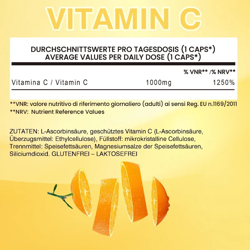 Vitamin C Promotes Collagen Production - 1000 Mg, Promote Skin, Hair, Nails and Immune Health, Dietary Supplements