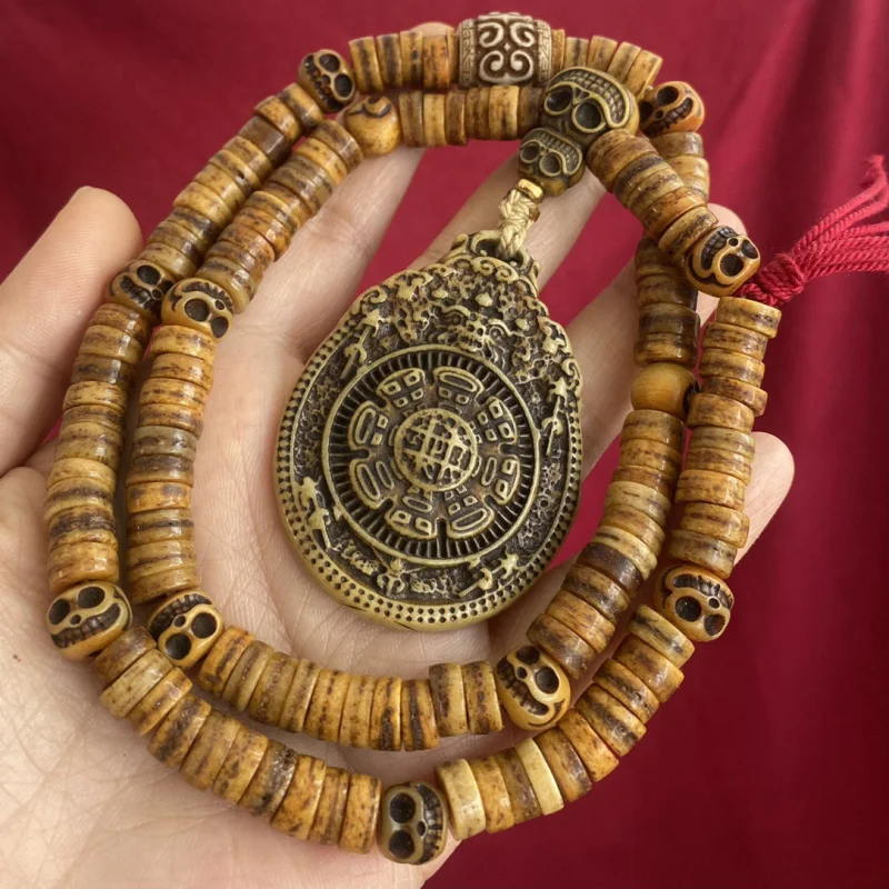 Tibetan- 108-bead skull necklace with ethnic style cultural accessories