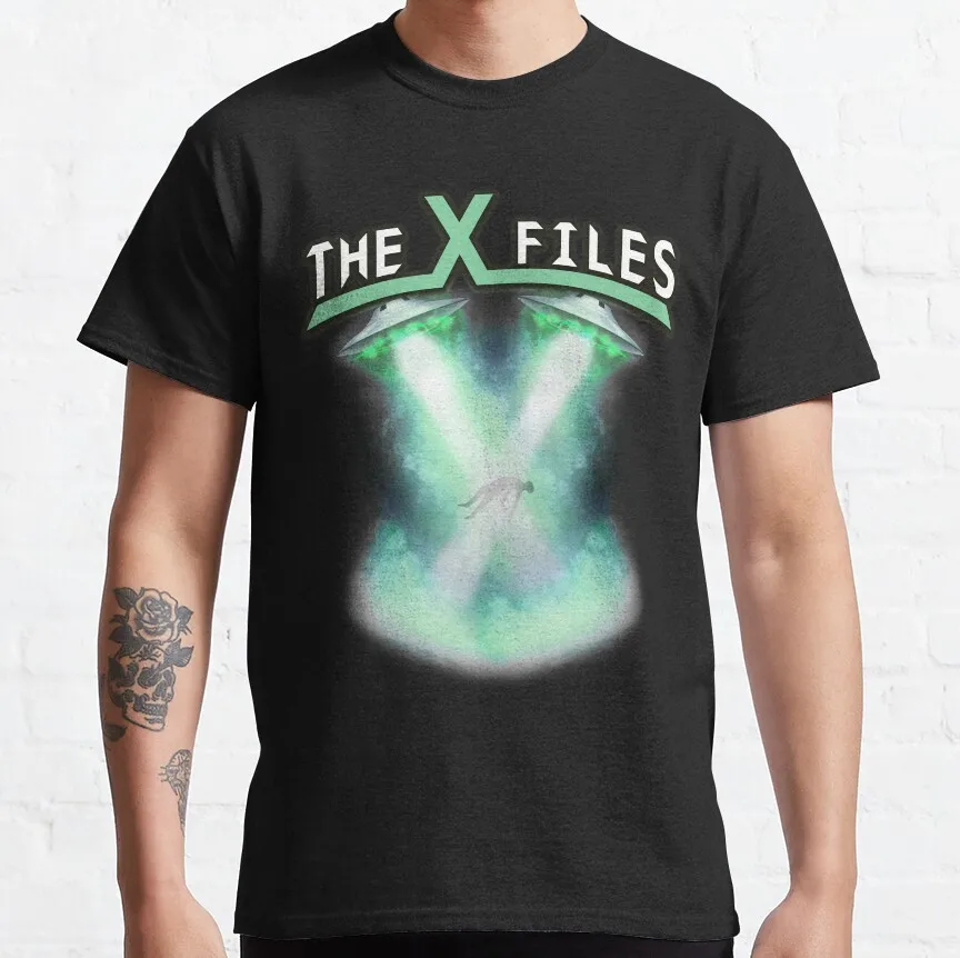 تي شيرت عتيق لفيلم الخيال العلمي The X-Files الحقيقة خارج هناك ufo space alie تي شيرت All The Taglines Trust No One ملابس بمقاسات كبيرة #5