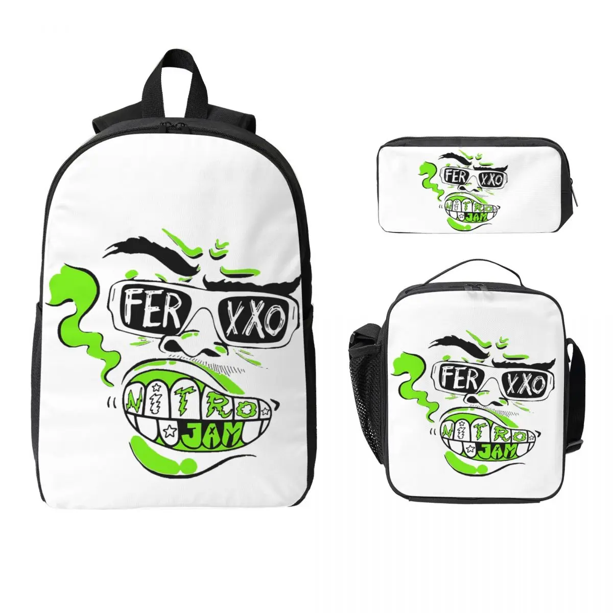 

Feid Ferxxo Logo Backpack Student Boys Girls BookBag School Bag Laptop Shoulder Bags 3ps Insulated Lunch Bag Pencil Case