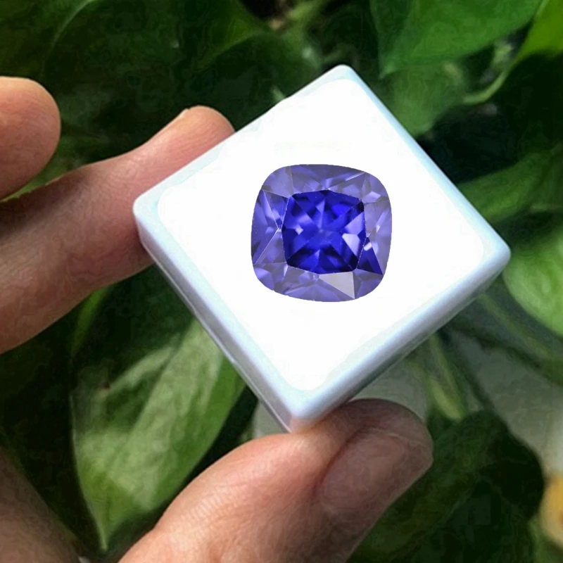 Grande gemma di zaffiro blu Tanzanite naturale 12.0mm 6.0Cts taglio cuscino VVS pietra preziosa sciolta per gioielli fai da te