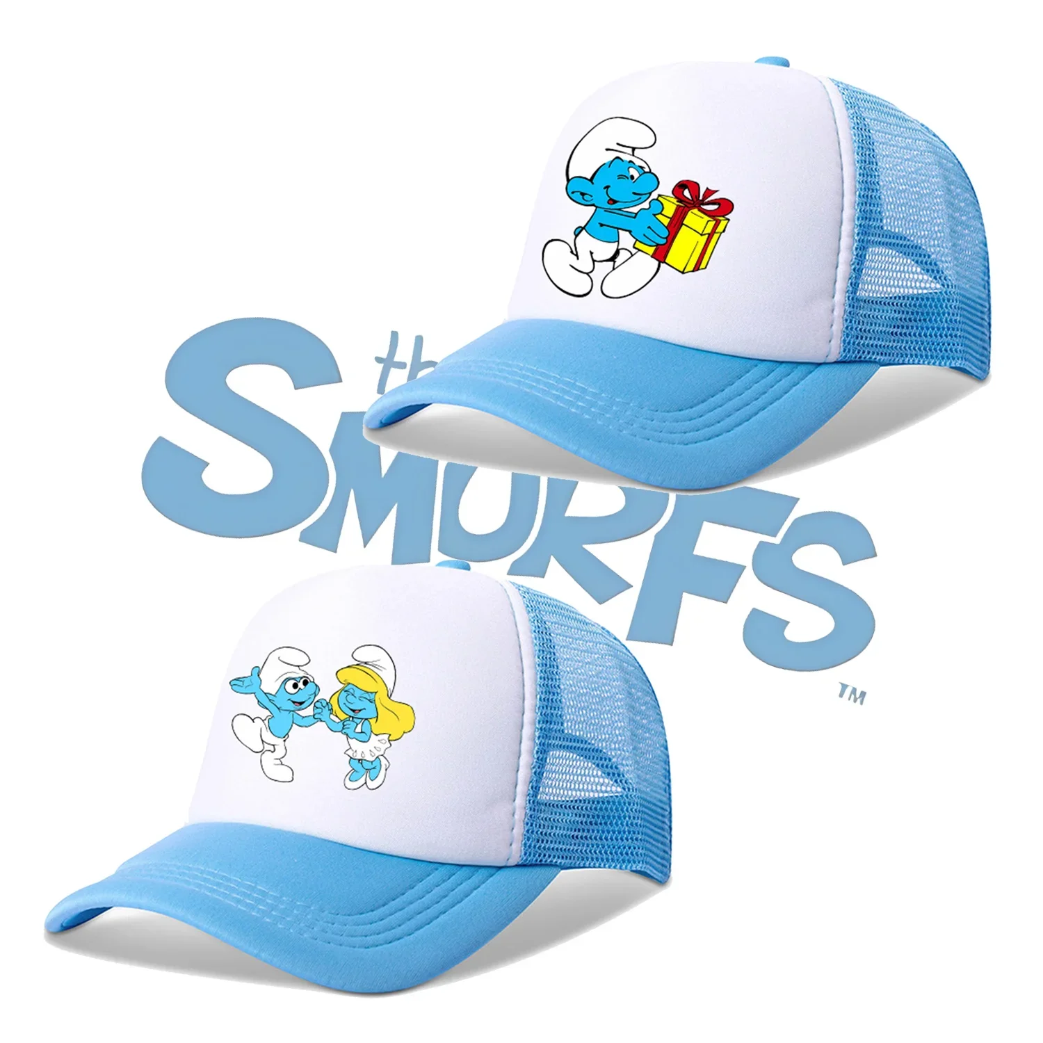 Smurfs Baseball Cap for Kids Cartoon Sun Hat Peaked Hats Adjustable Boys Girls Sunscreen Outdoor Snapback Caps Decor Accessories