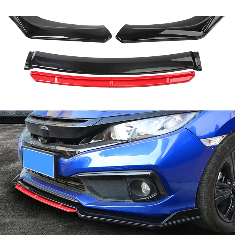 Universal Car Front Bumper Lip Body Kit Spoiler Carbon Fibe Decorative Strip Bumper Canard Lip Splitter Sedan Width Below 176cm