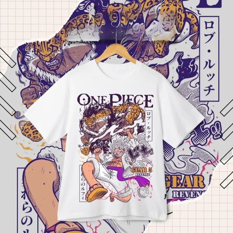 One Piece Anime Luffy Printed Short-sleeved T-shirt Men's Summer Japanese New Style Cartoon Versatile Casual Tops Youth