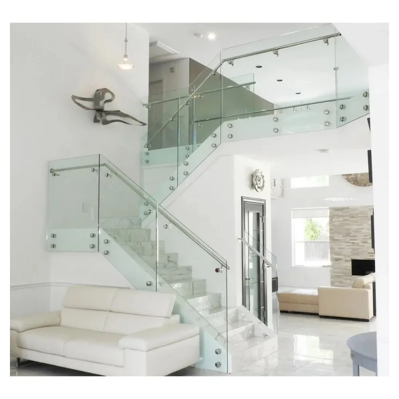custom.Prima Contemporary Frameless Glass Railing Straight Staircase Interior