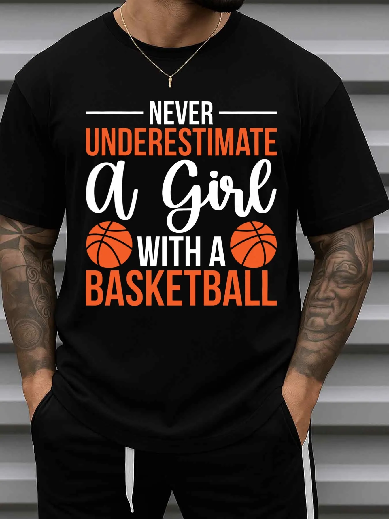 Men's Fun Basketball Slogan T-Shirt - Casual Sportswear with the Phrase 