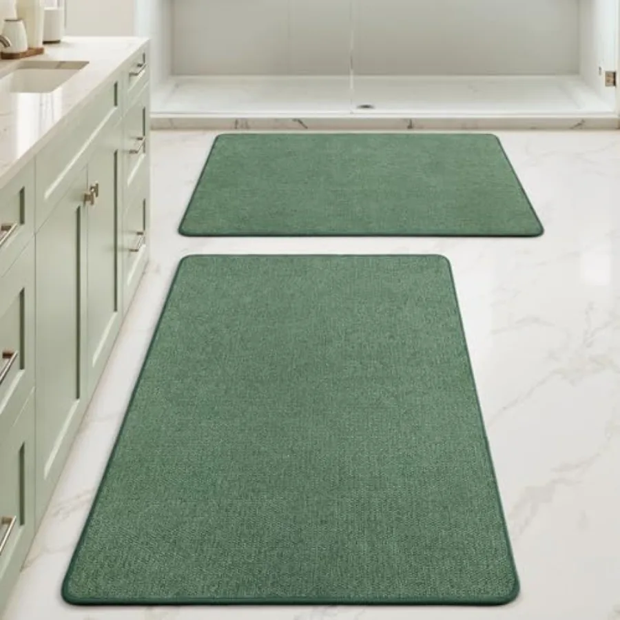

Set of 2 Ultra Thin Bathroom Rugs Rubber Bath Mats for Bathroom Non Slip Quick Dry Absorbent Bath Rug Machine Washable Fit Unde