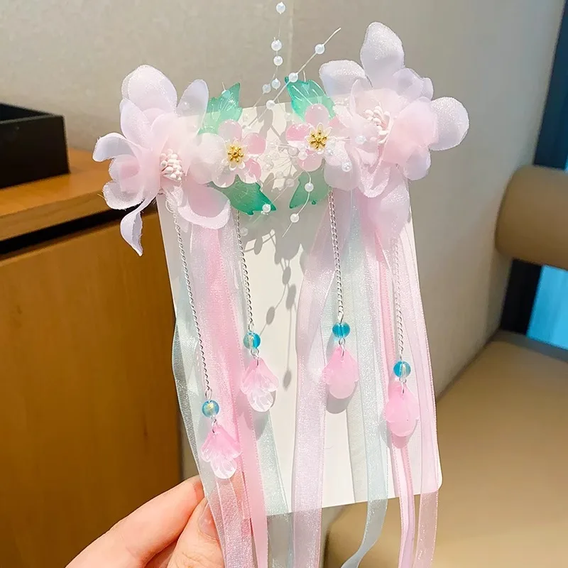 Antique Super Fairy Long Streamer Hair Clip for Children Princess Butterfly Edge Clip Chinese Style Hair Accessories for Girls