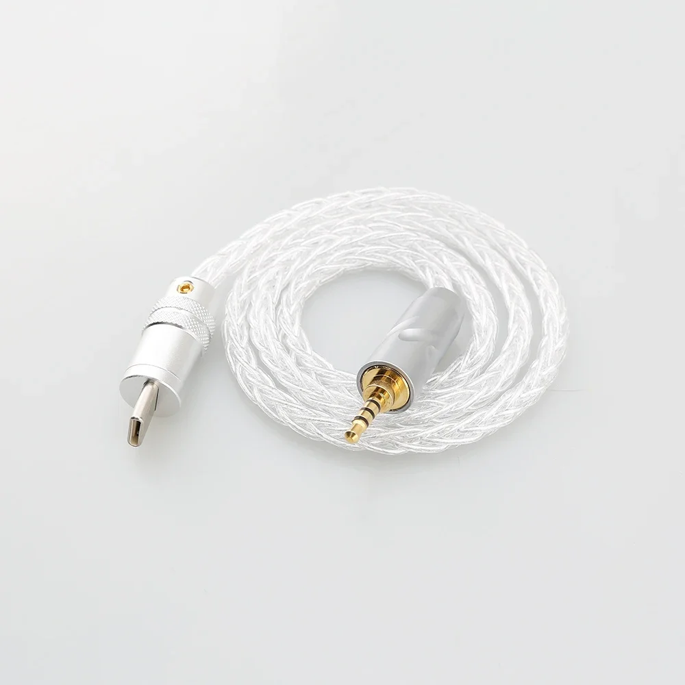 HIFI pure silver USB Type C to 3.5mm 2.5mm 4.4mm Jack AUX Cable Type-C Audio Cable for Huawei Android iPhone Millet to amplifier