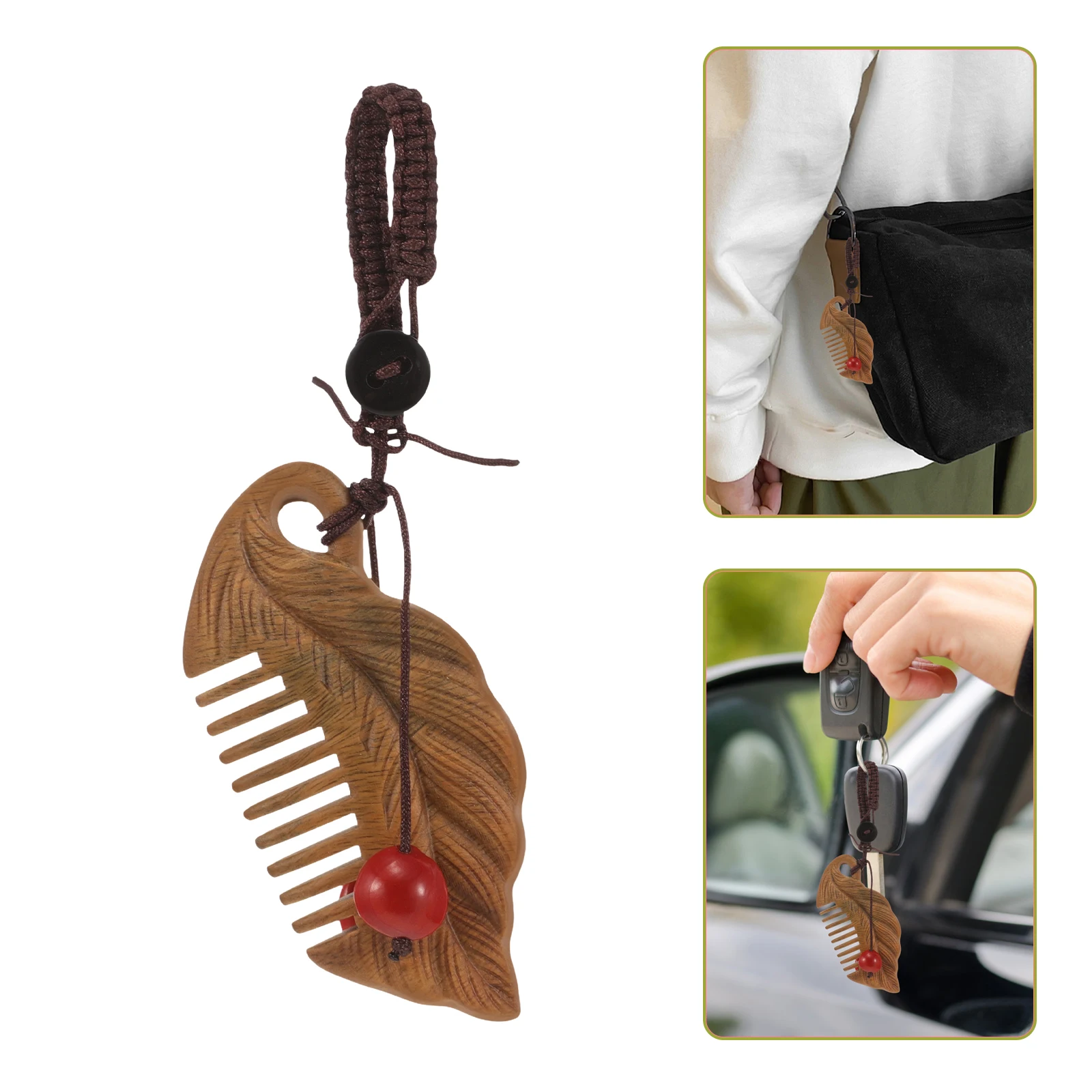 

Mini Fine Tooth Wooden Hair Comb Pendant Sandalwood Scented Scalp Massager Keychain Traveldecoration Hair Stylist Souvenir Key