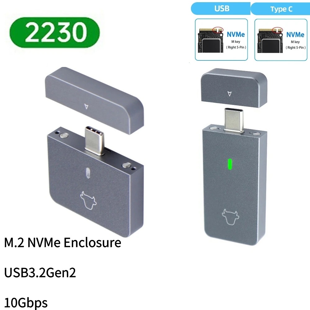 M.2 NVMe 2230 skrzynka dysk twardy SSD usb3, 2 Gen2 mobilna obudowa dysk półprzewodnikowy M2 2230 SSD ze stopu aluminium