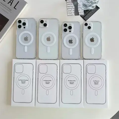 Original Magnesiskt Trådlöst Laddningsskal För Magsafe iPhone 16 15 14 13 12 11 ProMax Mini X XR XS 7 8Plus Genomskinligt Skal 10 best sales Genomskinligt iPhone 11-skal - №6