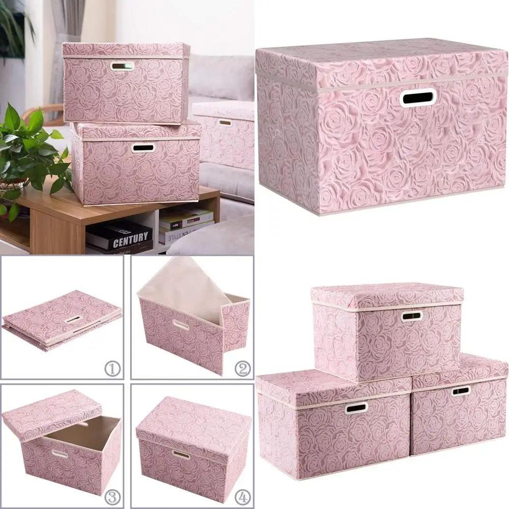 

Розовые тканевые органайзеры-кубы с крышками, набор из 3 штук, 45x30x30 см, для организации спальни и гостиной