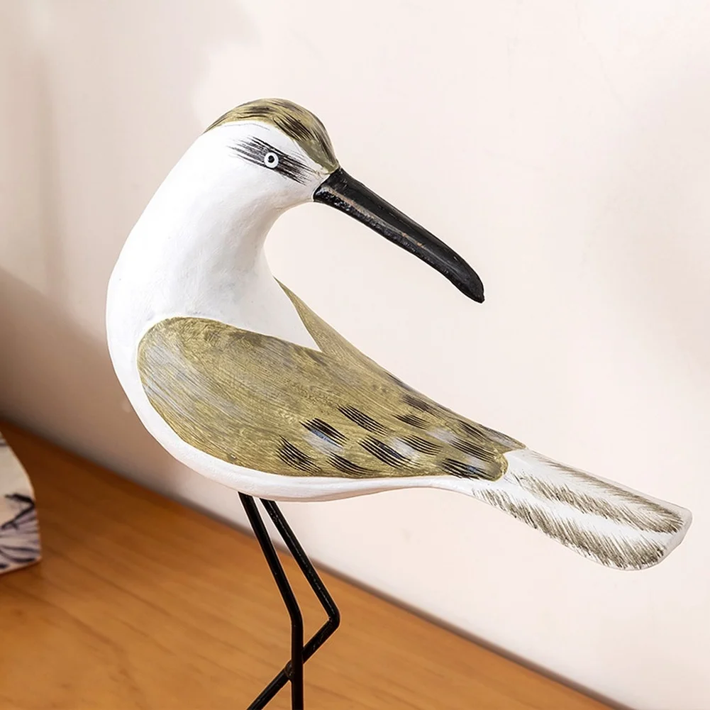 Mediterranean Hand Carved Wood Bird Statue White Pine Ornament For Entryway Desktop Shelf Home Decoration Figurines