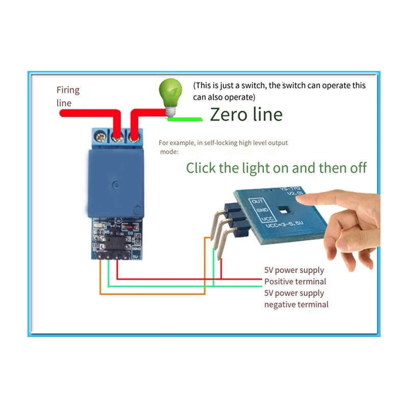 Modul sakelar Sensor sentuh kapasitif DC3V-5.5V Mode penguncian otomatis atau joging dengan lampu LED 10 buah