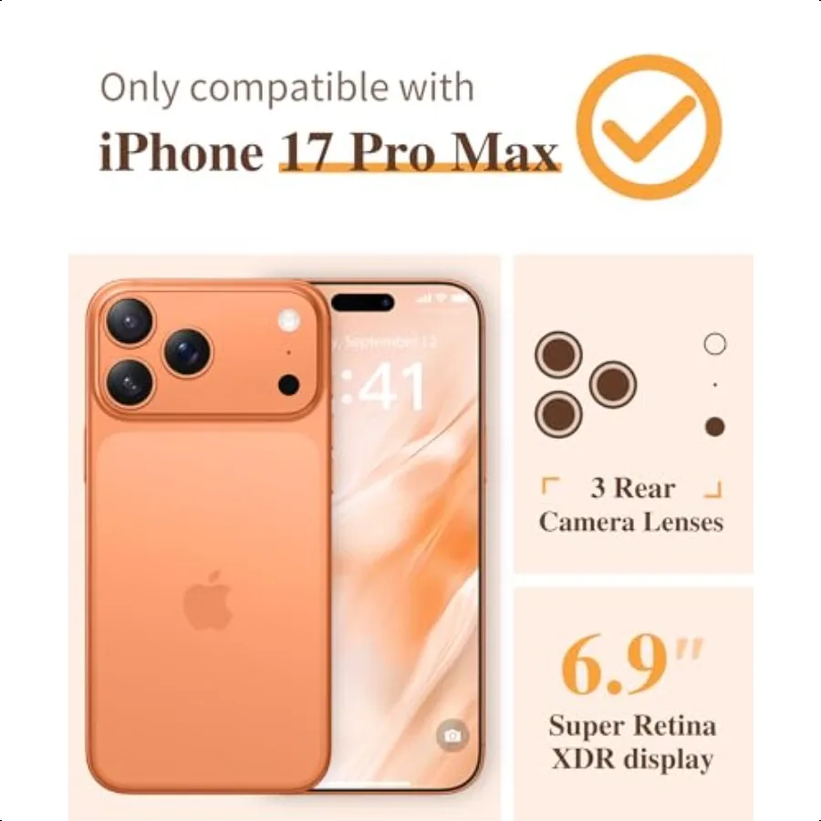 GVIEWIN for iPhone 17 Pro Max Case [Upgraded Full Camera Protection][Not Yellowing][Screen Protector] Shockproof Protective Cle