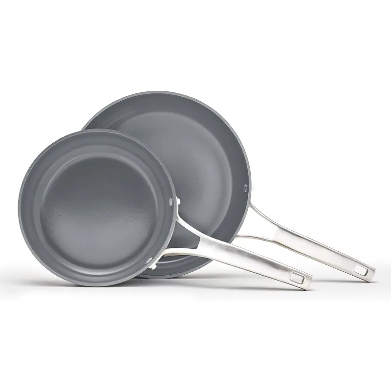 

home.® Premier Ceramic Nonstick 8" and 10" Frying Pan Set, Mushroom Grey