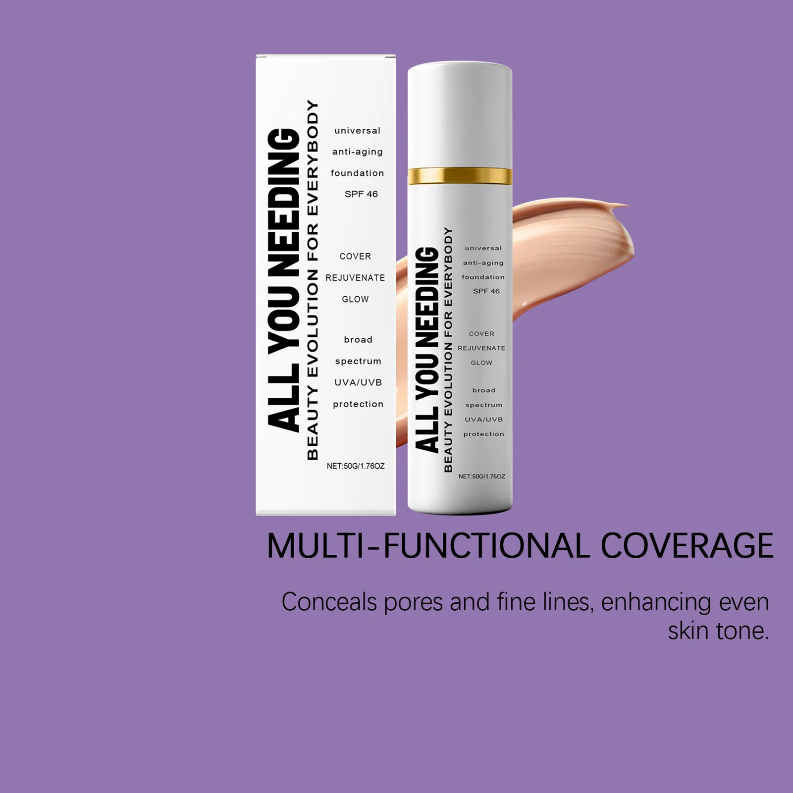 Base ligera SPF46, cobertura de proteccin solar, maquillaje Natural desnudo, base de maquillaje que difumina los poros, ilumina la piel, maquillaje diario