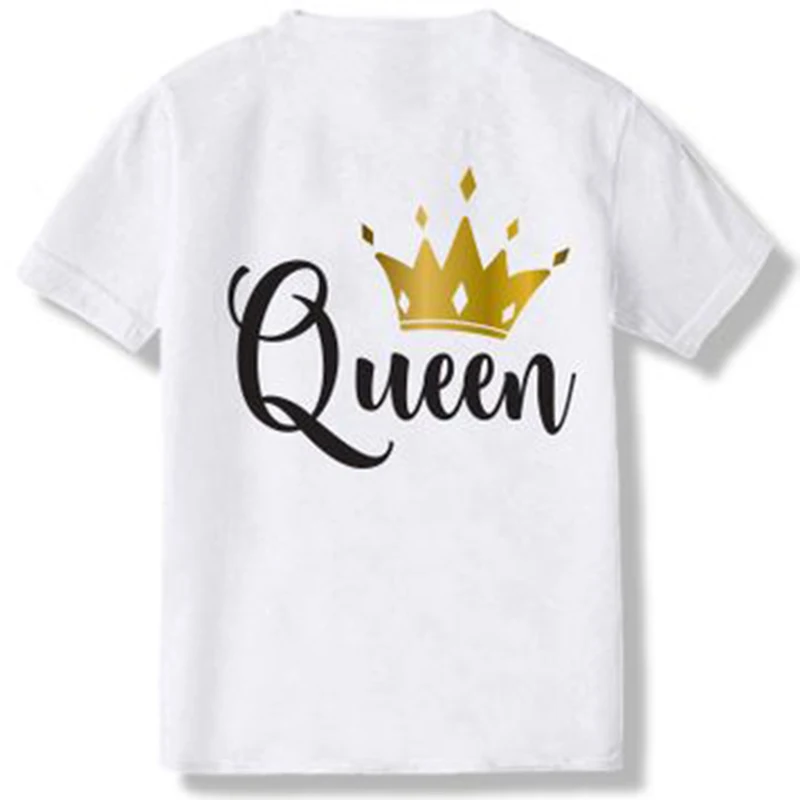 100% cotton tshirt oversized KING QUEEN couple printed short sleeved top Outerwear Loose Fashion Couple Xmas Sweatshirt