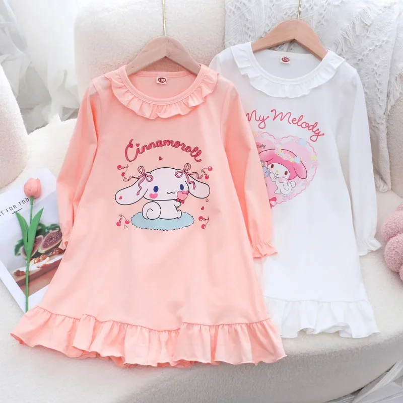 Vestido de manga comprida Kuromi infantil, Kuromi, Cinnamoroll, Sanrio, Fofos, Minha melodia príncipes, Pijama, Saia, Presentes de meninas, Fofos, Kawaii, 2024