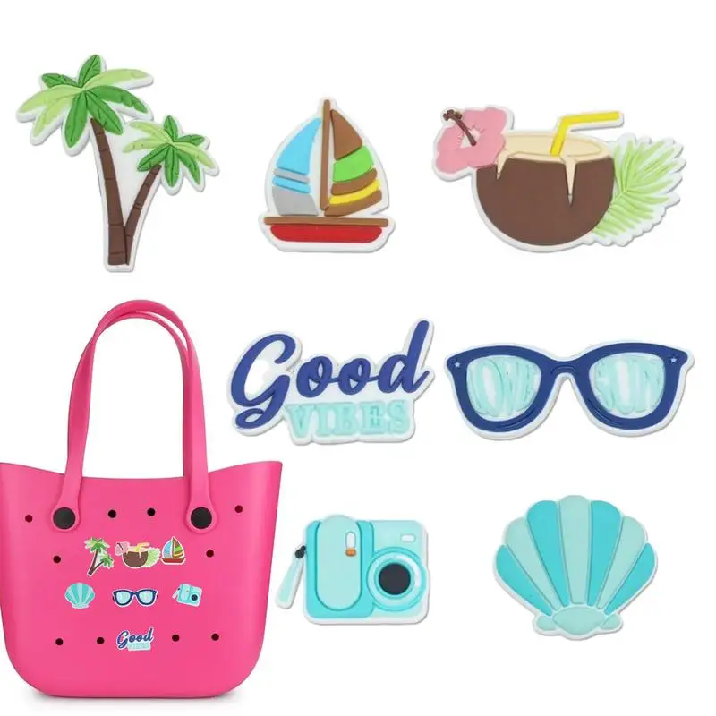 7Pcs Bogg Bags Charm Inserts Phone Sunglasses Case Rubber Beach Charm Vc Rubber Totes Inserts Charm Beach Charm Accessories